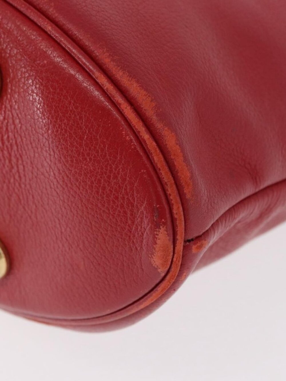 Authentic SAINT LAURENT Shoulder Bag Leather Red Gold - Picture 6 of 16